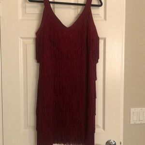 Maroon fringe White House black market dress